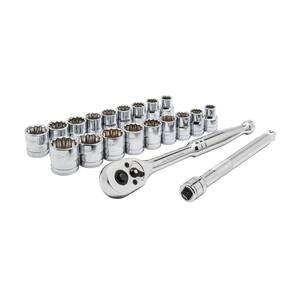 3/8 in. Drive 12-Point SAE/Metric Ratchet and Socket Mechanics Tool Set (20-Piece)