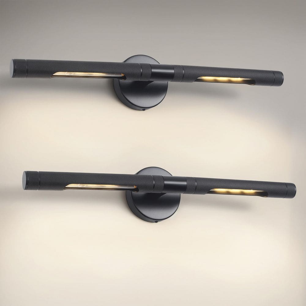 (Set of 2) 23.62 in. 2-Light Black Modern Bathroom Vanity Light Bar (T20 Bulbs Included) price history on PriceWatchPro