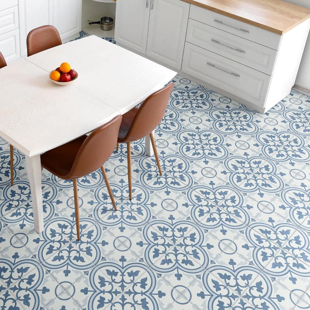 Arte 10" x 10" Blue and White Porcelain Patterned Tile