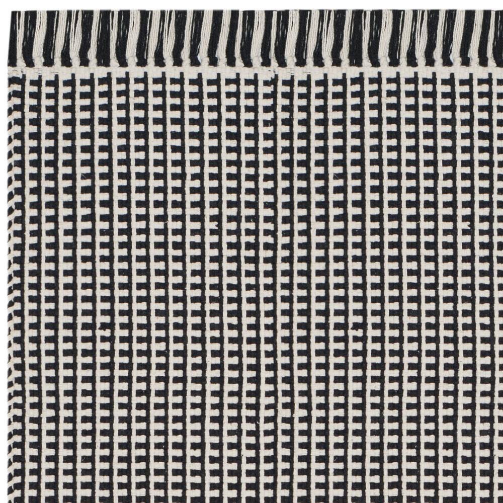 Ivory and Black Handwoven Cotton Flat Weave Rug, 3' x 5'