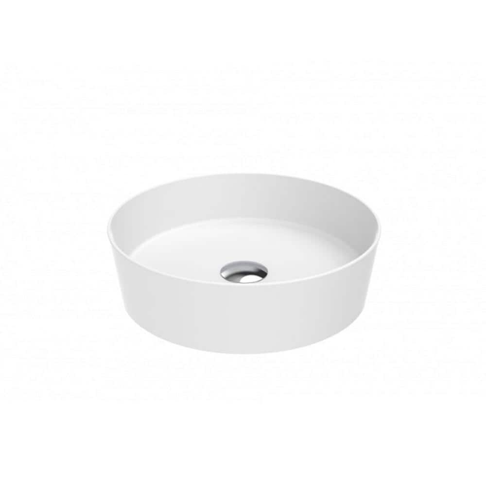 Glossy White Ceramic Circular Bathroom Sink, 15.7''