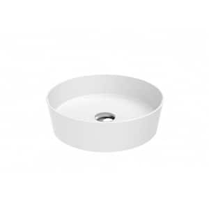 Lago 140 WG Glossy White Ceramic Round Vessel Bathroom Sink
