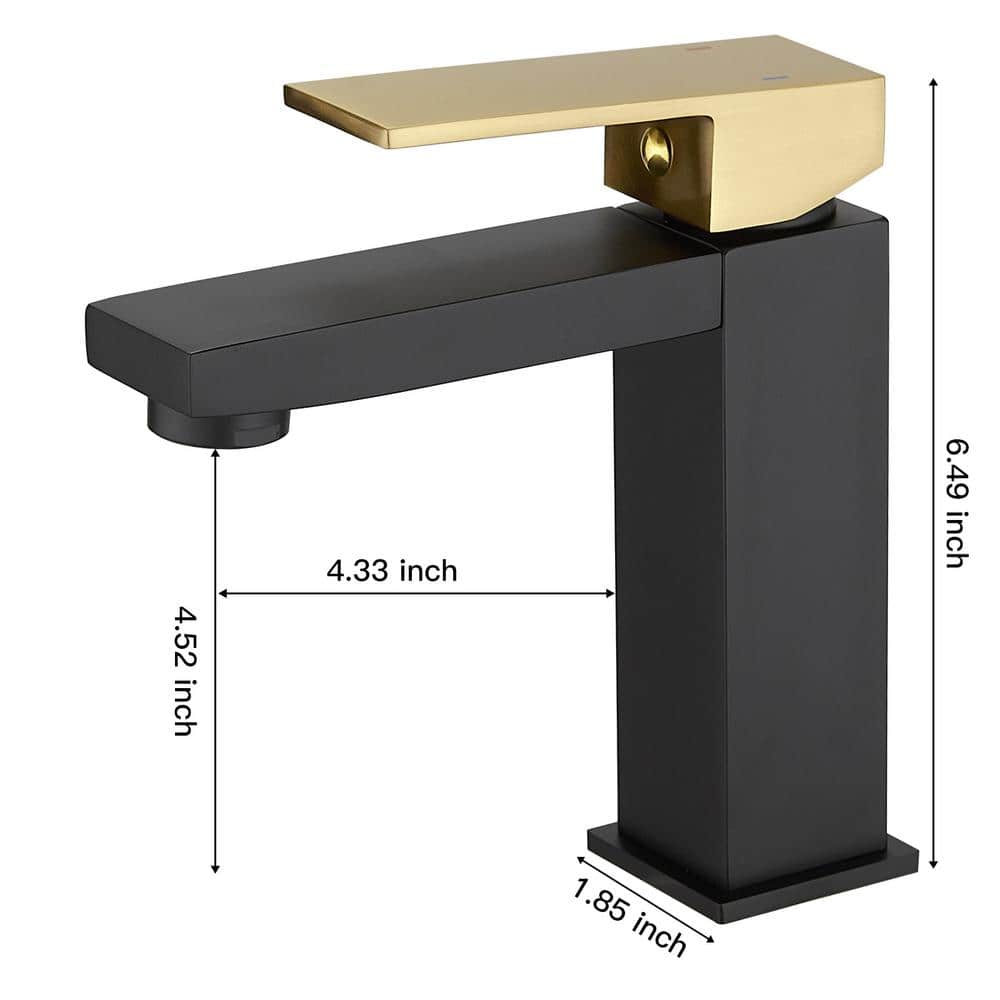 Matte Black and Brushed Gold Single-Handle Bathroom Faucet
