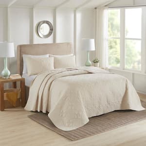 Hayley 3-Piece Cream Polyester King/Cal King Reversible Quilt Set