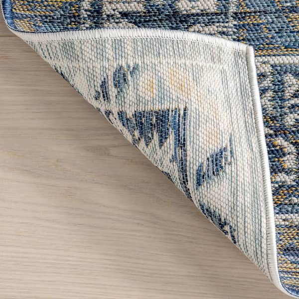 nuLOOM Jamie Indoor/Outdoor Reversible Area Rug Cream & Blue 94 ft. x 120 ft. Area Rug