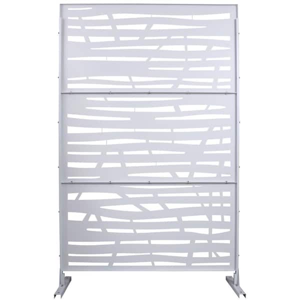 Tidoin 6.3 ft. x 4 ft. Black Steel Freestanding Flat Flat Top Decorative Privacy Screen Metal Fence Panel