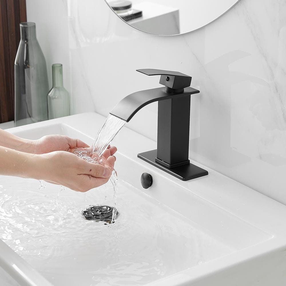Matte Black Stainless Steel Single Handle Bathroom Faucet