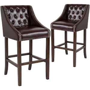 42 in. Brown Leather Bar Stool (Set of 2)