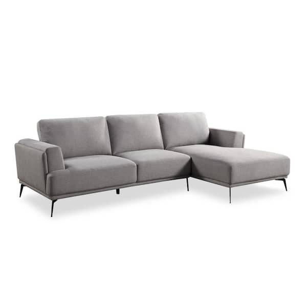 Furniture of America Redfield 112.38 in. W Polyester L-Shaped Sectional in Gray and Care Kit