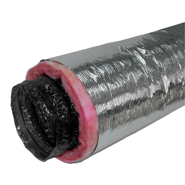 4 in. x 25 ft. Insulated Flexible Duct R6 Silver Jacket