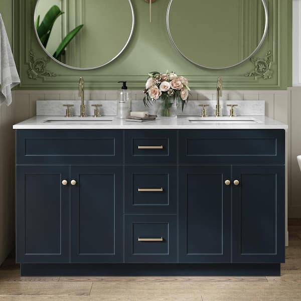 ARIEL Hamlet 61 in. W x 22 in. D x 35.25 in. H Vanity in Midnight Blue ...