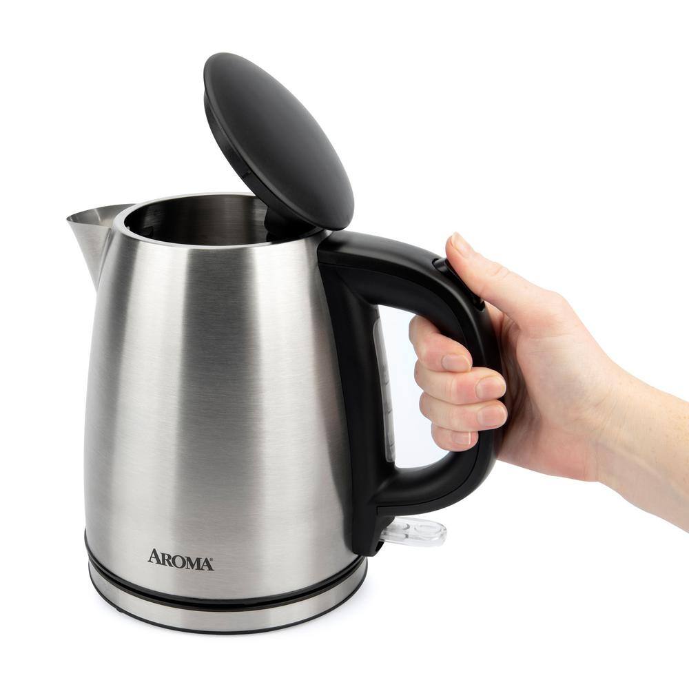 Aroma 1.0-Liter Stainless Steel Electric Kettle with Black Handle