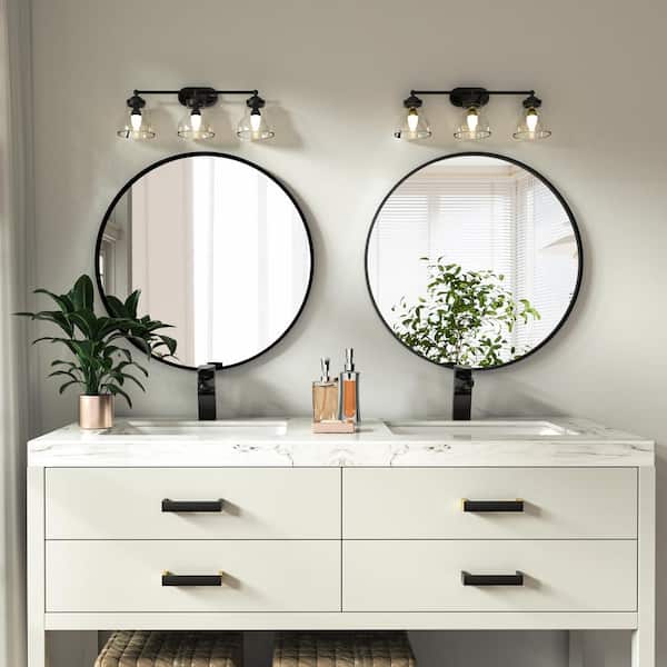 20 in. W x 20 in. H Round Aluminum Alloy Framed Black Wall Mirror