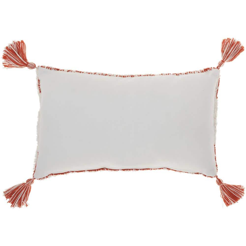Nicole Curtis Rustic Rust Woven Cotton 12"x20" Lumbar Throw Pillow