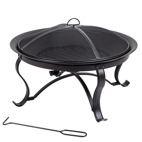 Round Steel Wood Burning Fire Pit, Home Depot Metal Fire Pit