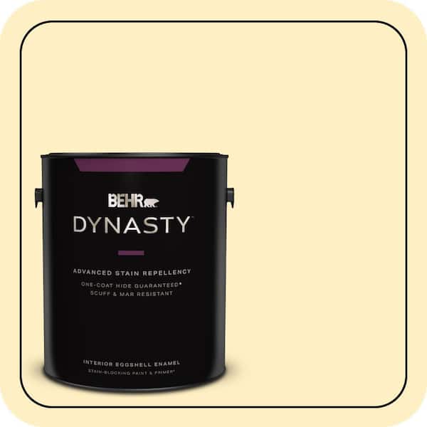 BEHR DYNASTY 1 gal. #380A-2 Moonlit Yellow Eggshell Enamel Interior Stain-Blocking Paint & Primer