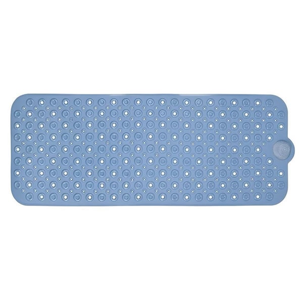 40 in. x 16 in. Blue Geometric Plastic Rectangle Bath Mat