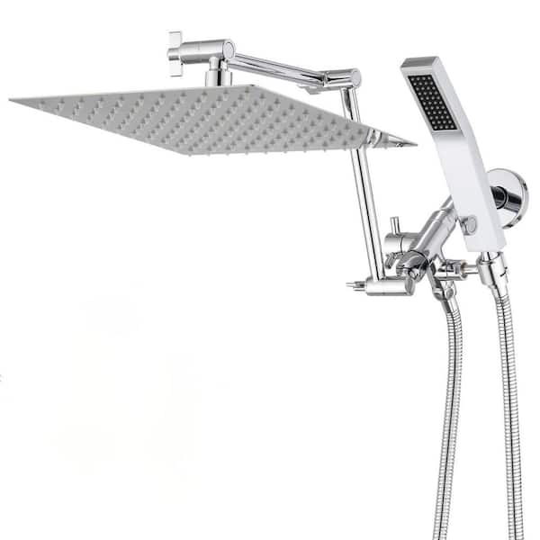 1-spray 10 in. Dual Wall Mount Shower Head and Handheld Shower Head With 2 GPM in Chrome