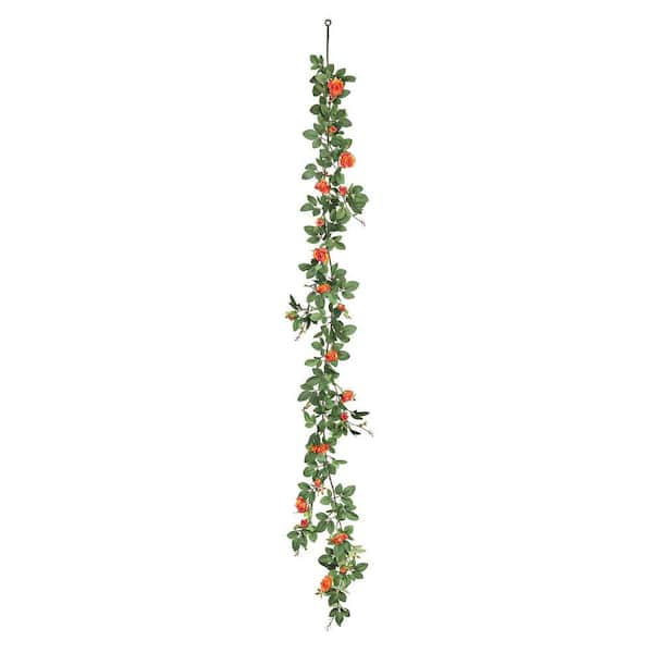 6 ft. Orange Artificial Tea Rose Flower Garland Hanging Vine
