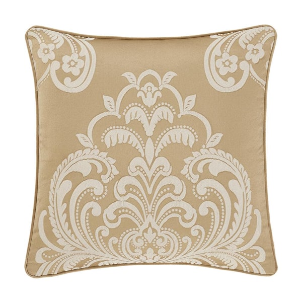 J QUEEN NEW YORK INC Potenza Gold Polyester Damask 20" Square Decorative Throw Pillow 20 In. L X 20 In. W