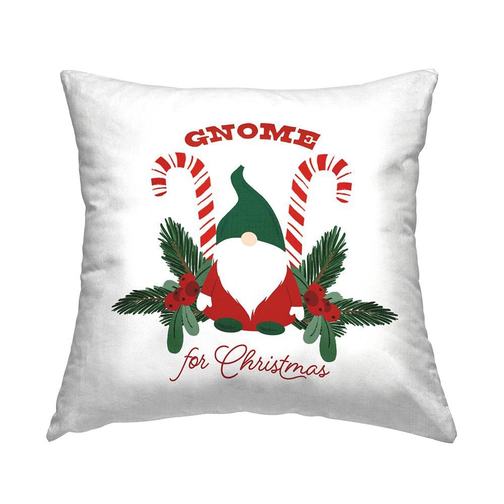 Gnome for Christmas Holiday Elf Candy Canes Square Pillow
