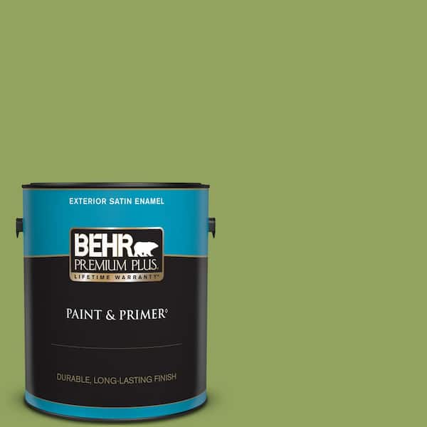 BEHR PREMIUM PLUS 1 gal. Home Decorators Collection #HDC-MD-15 Zesty Apple Satin Enamel Exterior Paint & Primer