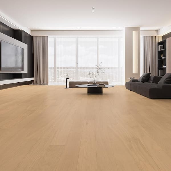 White Wash Oak 3/8 in. T x 3 in. W Tongue and Groove Wire Brushed Engineered Hardwood Flooring (35.34 sq.ft./case)