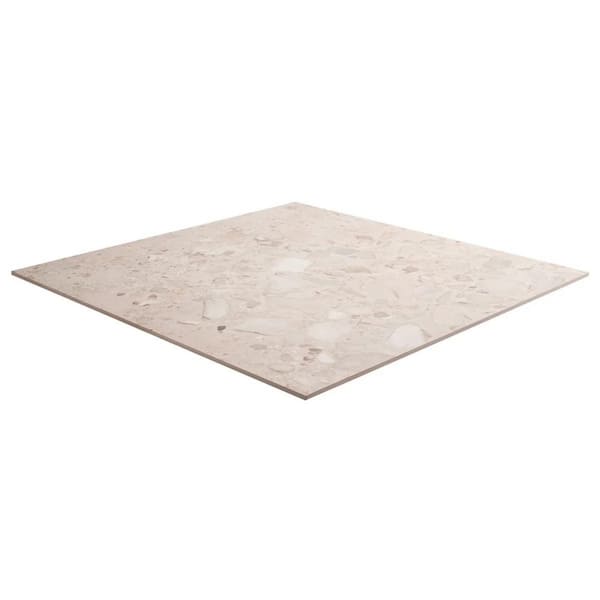 Sarto Grande Sand Beige 8 in. x 0.35 in. Terrazzo Look Semi-Polished Porcelain Floor and Wall Tile Sample