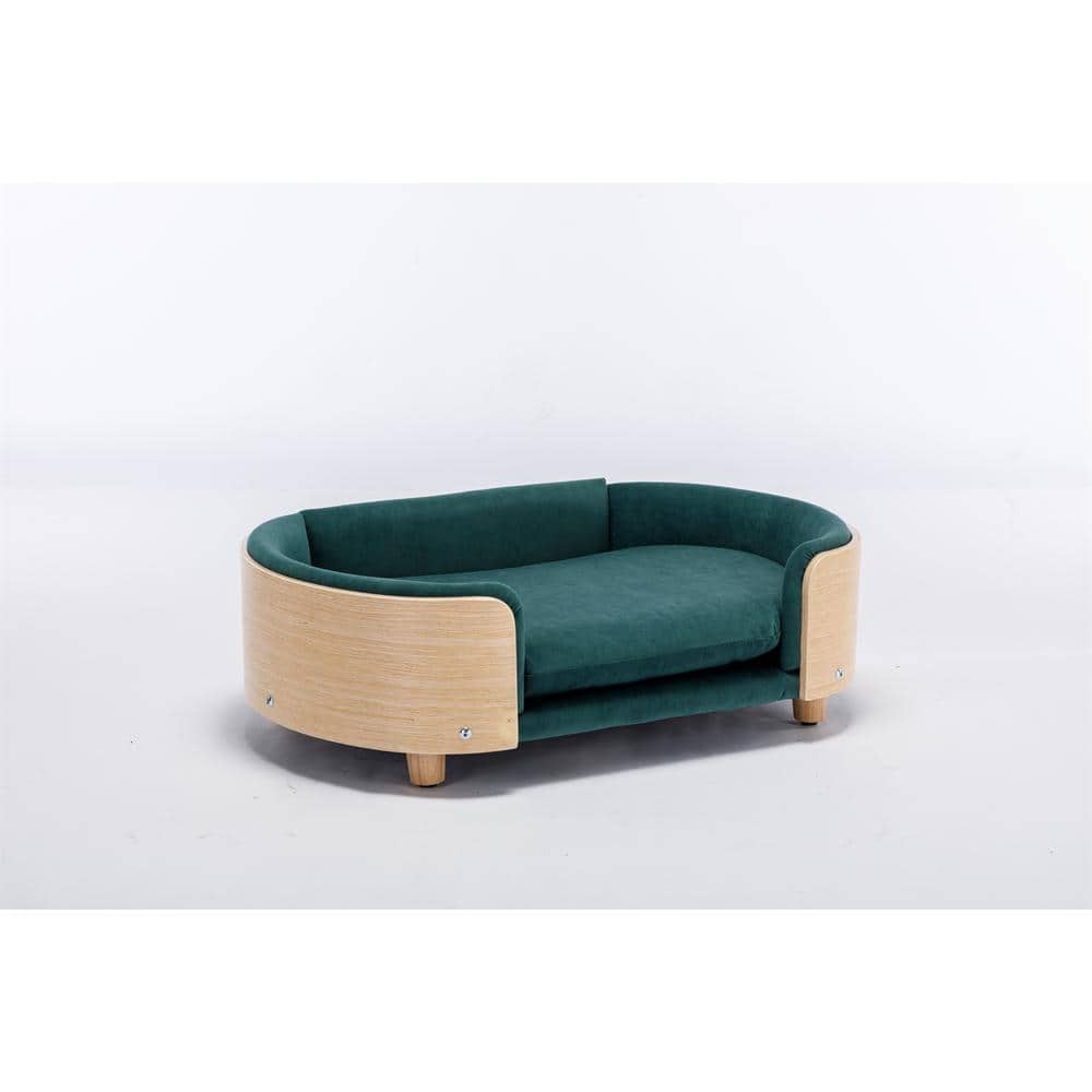 30.7 in. W Medium Dark Green Elevated Dog Bed Pet Sofa with Solid Wood legs