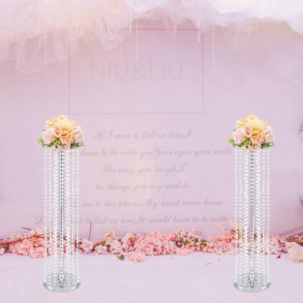 Wedding Feather Ball Centerpieces Wholesale Floral Stand Wedding Flower  Stand Crystal Flower Stand Pillar Candle Holder