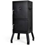 Vertical Charcoal Smoker BBQ Barbecue Grill with Temperature Gauge Outdoor Black