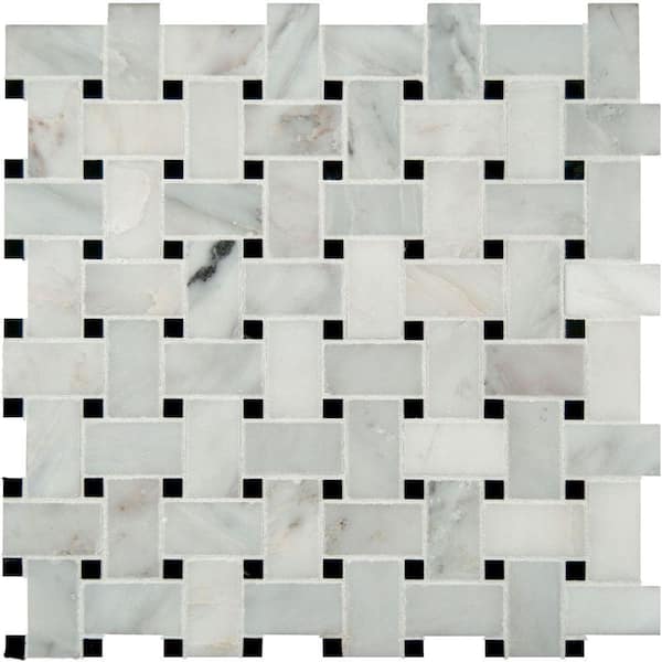 MSI Greecian White Basketweave 12 in. x 12 in. x 10 mm Honed Marble Mosaic Tile (1 sq. ft.)