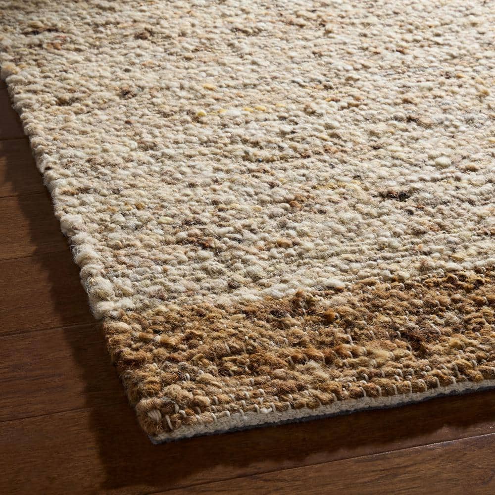 Montana Beige and Light Brown Wool Handmade Area Rug 8' x 10'