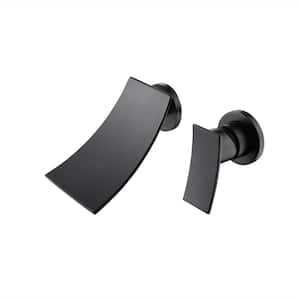 Single Handle Wall Mounted Bathroom Faucet Waterfall Sink Faucets in Matte Black