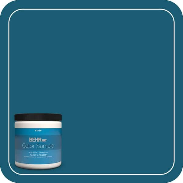 BEHR PREMIUM PLUS 8 oz. #540D-7 Deep Blue Sea Satin Enamel Interior/Exterior Paint & Primer Color Sample
