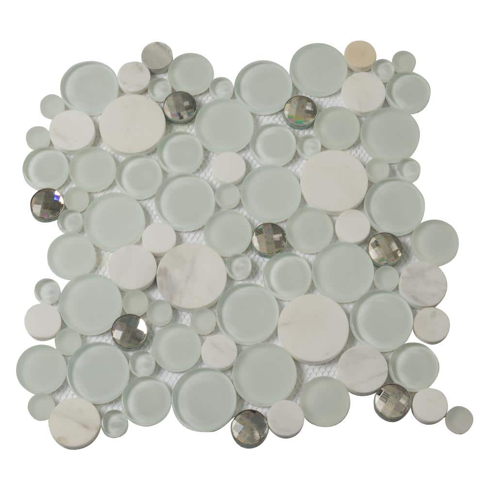 White 4 in. x 5 in. Sparkly Glass and Stone Polished and Honed Mosaic Floor and Wall Tile Sample (0.13 sq. ft./Piece) price history on PriceWatchPro