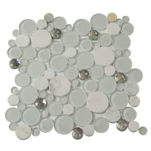 White and Rose 11.6 in. x 11.6 in. Glass and Stone Polished and Honed Mosaic Floor and Wall Tile (4.67 sq. ft./Case)