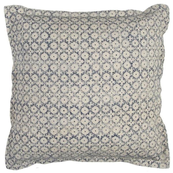HomeRoots Blue, Beige Solid Polyester 22 in. x 22 in. Throw Pillow