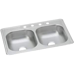 Dayton Drop-In Stainless Steel 33 in. 3-Hole Double Basin Kitchen Sink
