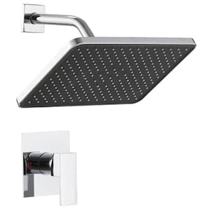 Single Handle 1-Spray Square Shower Faucet Set 2.5 GPM High Pressure Shower Head in Polished Chrome (Valve Included)