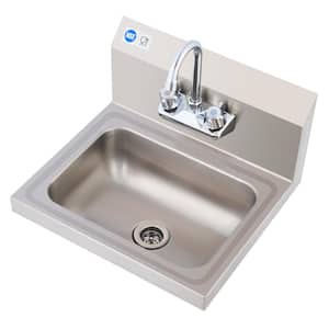 Stainless Steel Sink with 360-Swivel Faucet 14 x 10 in. Wall Mount Kitchen Sink
