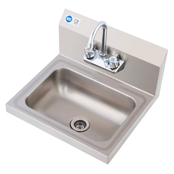 Wilprep Stainless Steel Sink with 360-Swivel Faucet 14 x 10 in. Wall Mount Kitchen Sink