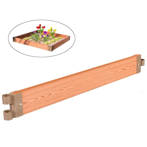 Gardenised 48 in. Classic Traditional Durable Wood- Look Raised Outdoor Garden Bed Flower Planter Box, Single