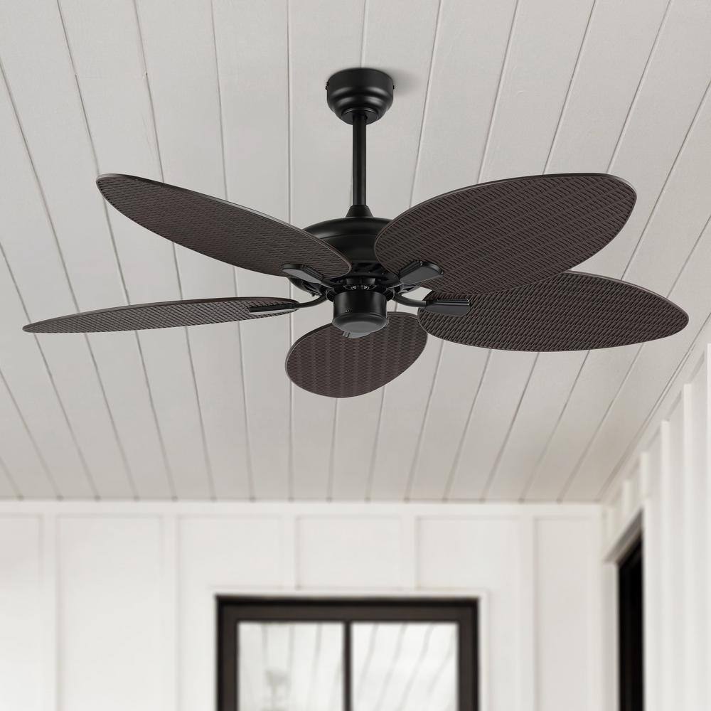 Raffles 52" Dark Brown Palm Blade Ceiling Fan with Remote