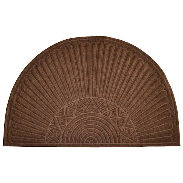 Imports Decor Synthetic Brown Half Round 36 in. x 24 in. Rubber Back Door Mat