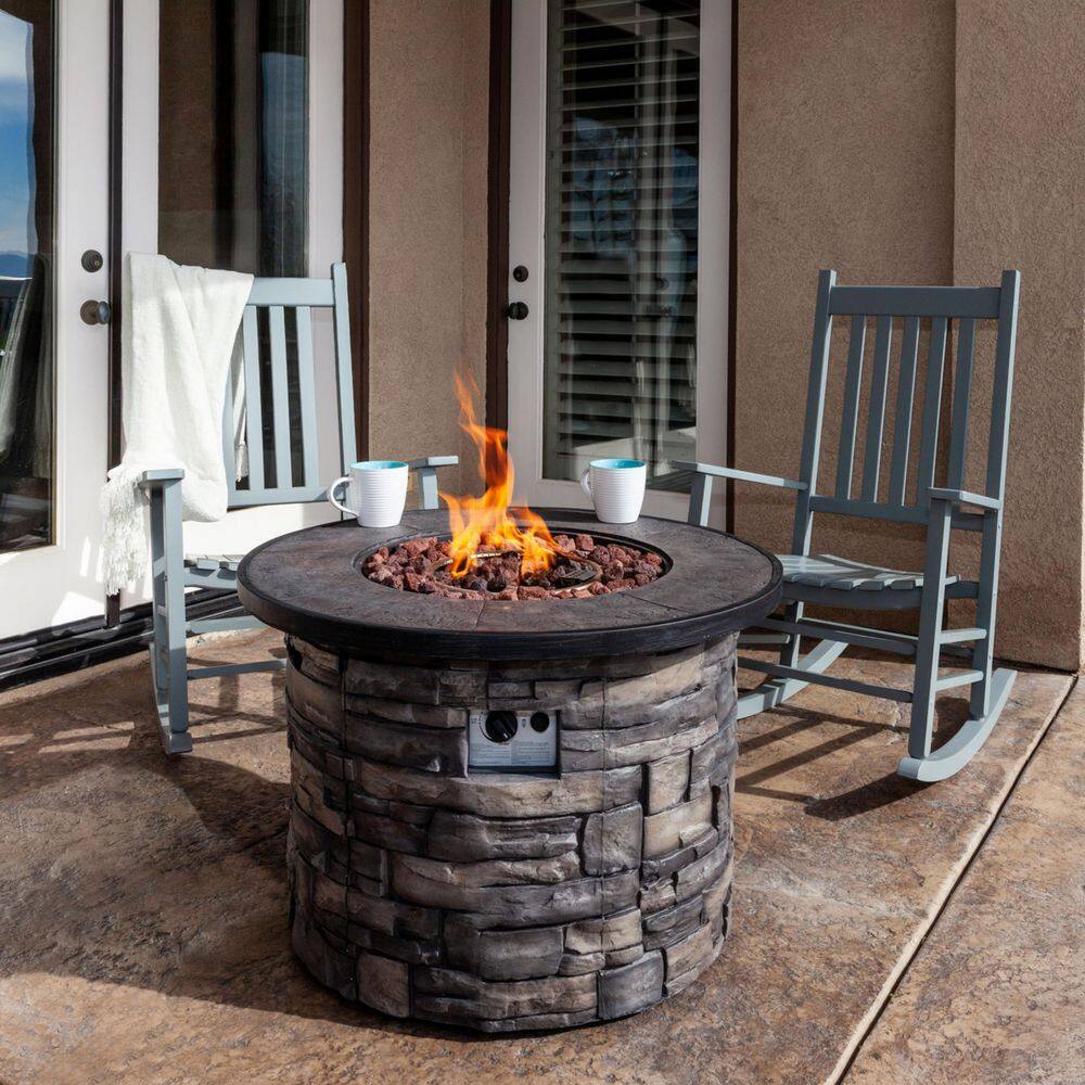 Gray Hardwood High Back Porch Rocking Chair