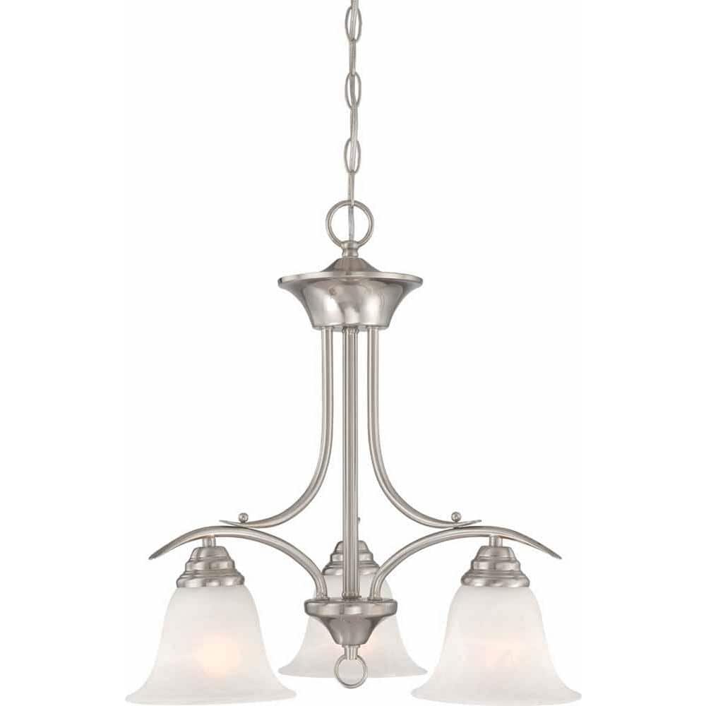 Trinidad 3-Light Brushed Nickel Chandelier with Alabaster Glass Shades