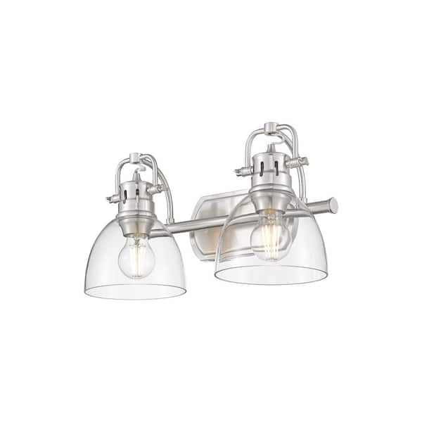 Golden Lighting - Duncan 8.25 in. 2-Light Pewter Vanity Light with Clear Shade