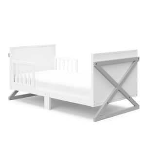 Equinox White with Pebble Gray Crib Toddler Bed