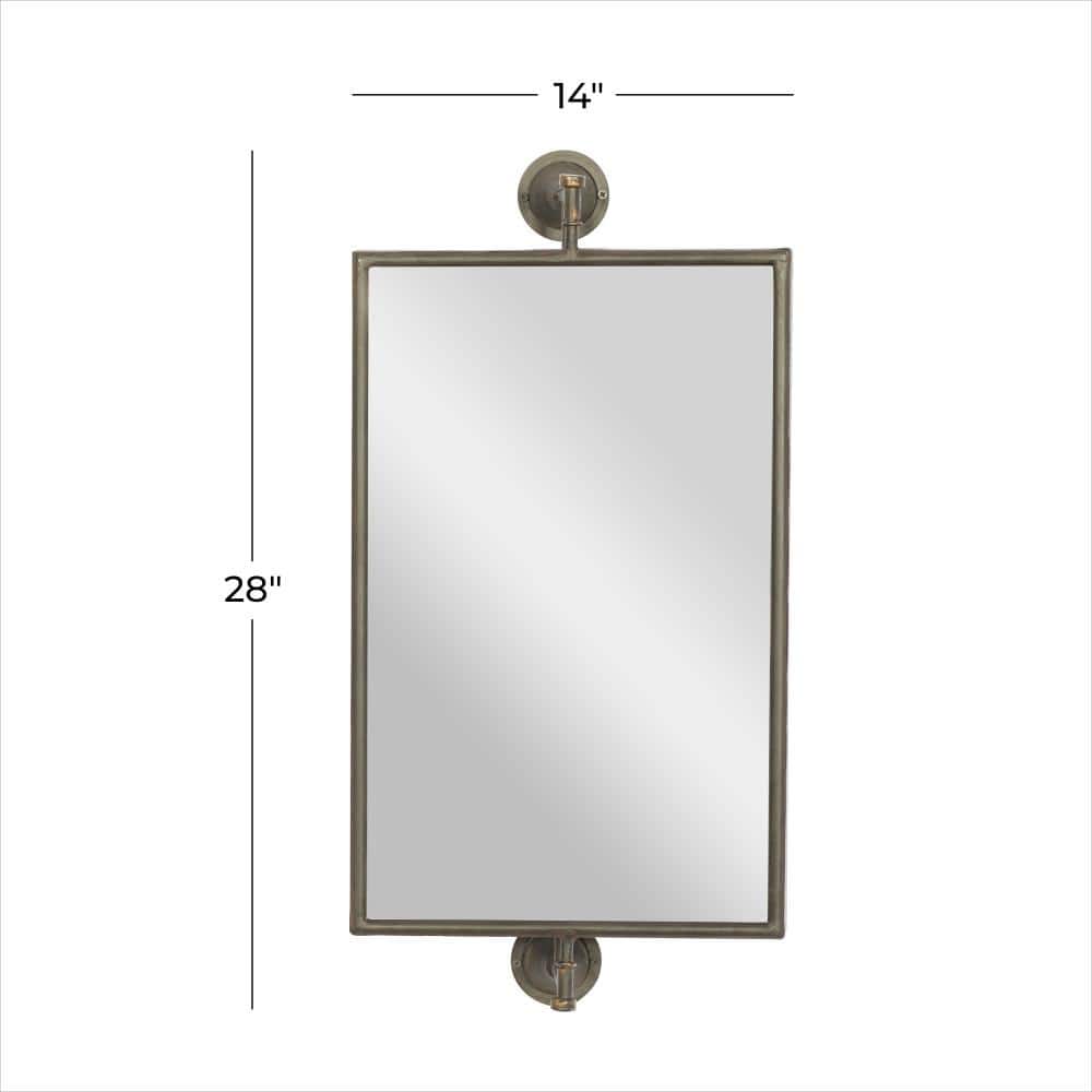 Industrial Black Rectangular Wall Mirror with Pull Handle